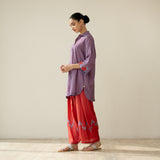 Bon Bon Hand Embroidered Elevated Shantoon Coord Set - Tomato Red & Azure Blue
