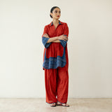 Very Berry Elevated Cotton Slub Coord Set - Red & Indigo