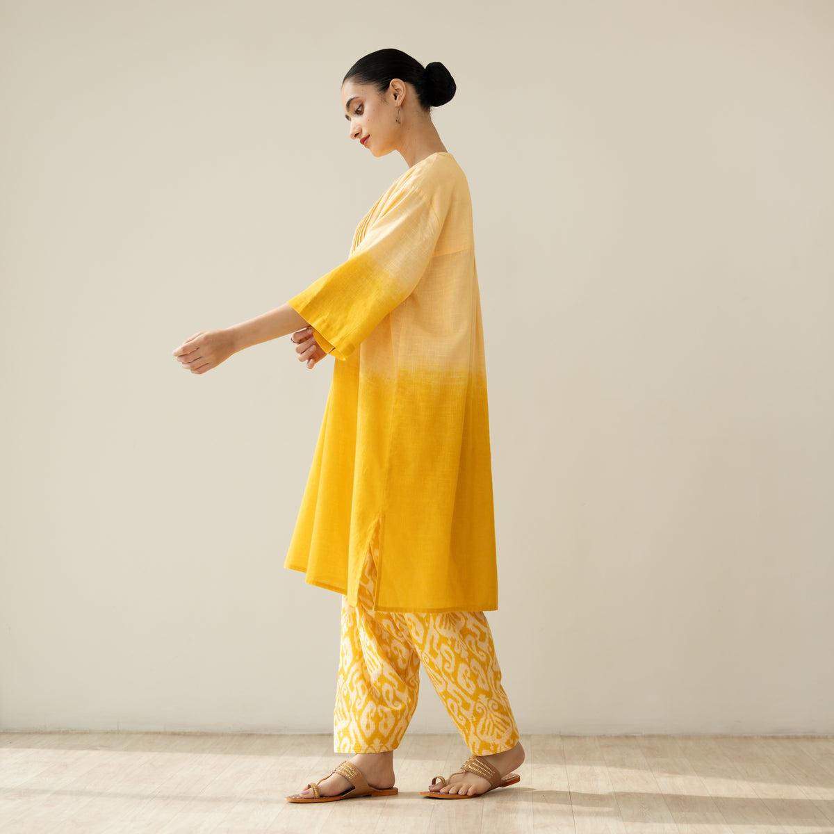 Mango Tango Elevated Kurta Set - Mango & Butter Yellow