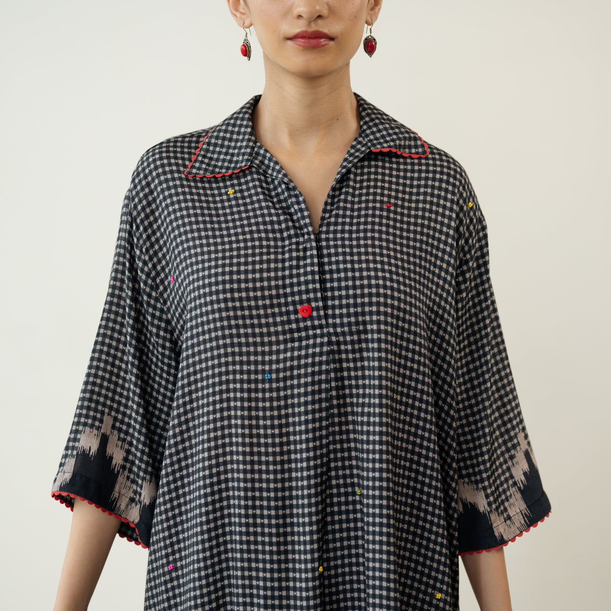 Bon Bon Hand Embroidered Elevated Shantoon Coord Set - Charcoal