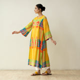 Ambi Patchwork Cotton Slub Kurta - Yellow & Red