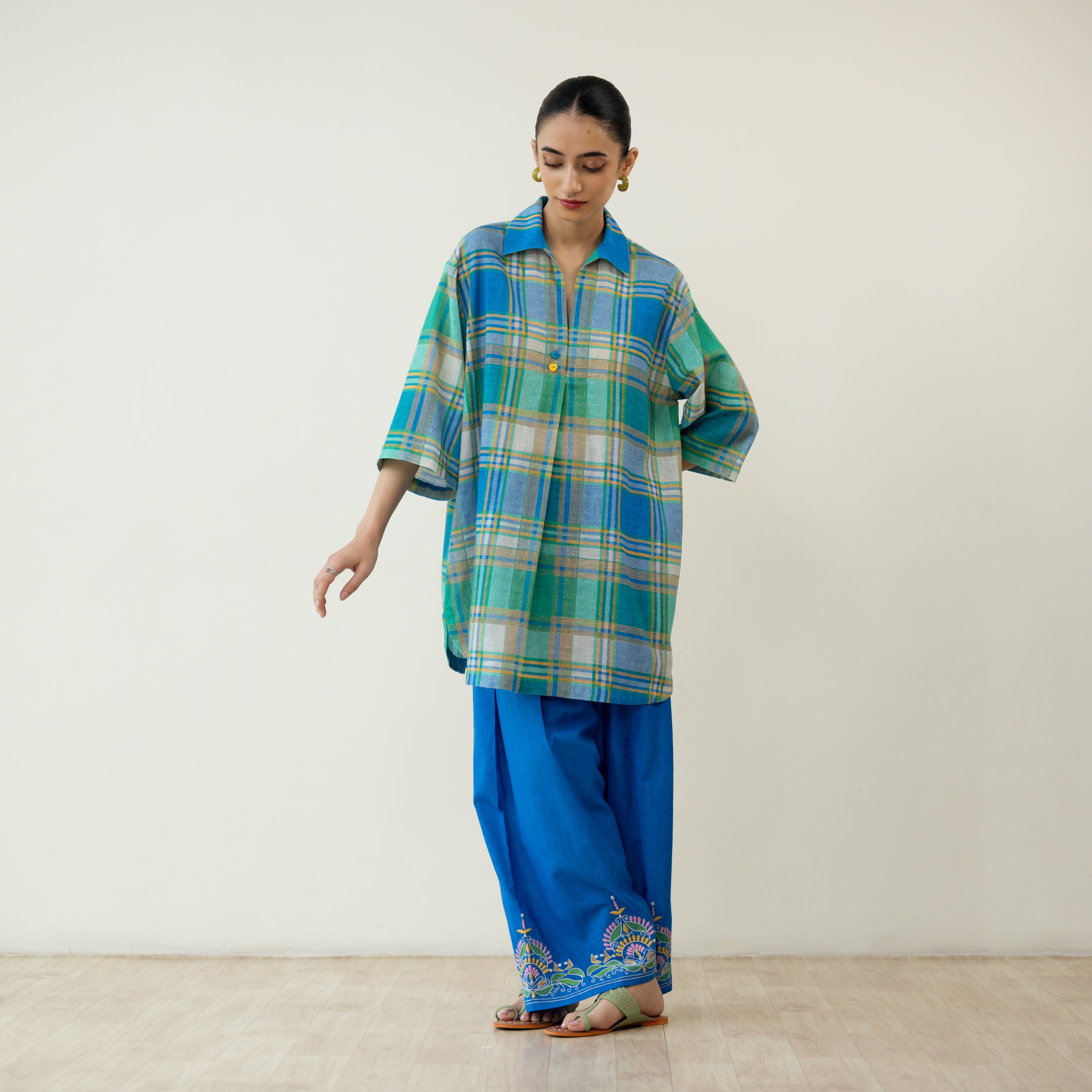 Lemon Drop Embroidered Elevated Cotton Slub Coord Set - Multicolour