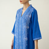 Banno Statement Slub Cotton Kurta - Royal Blue