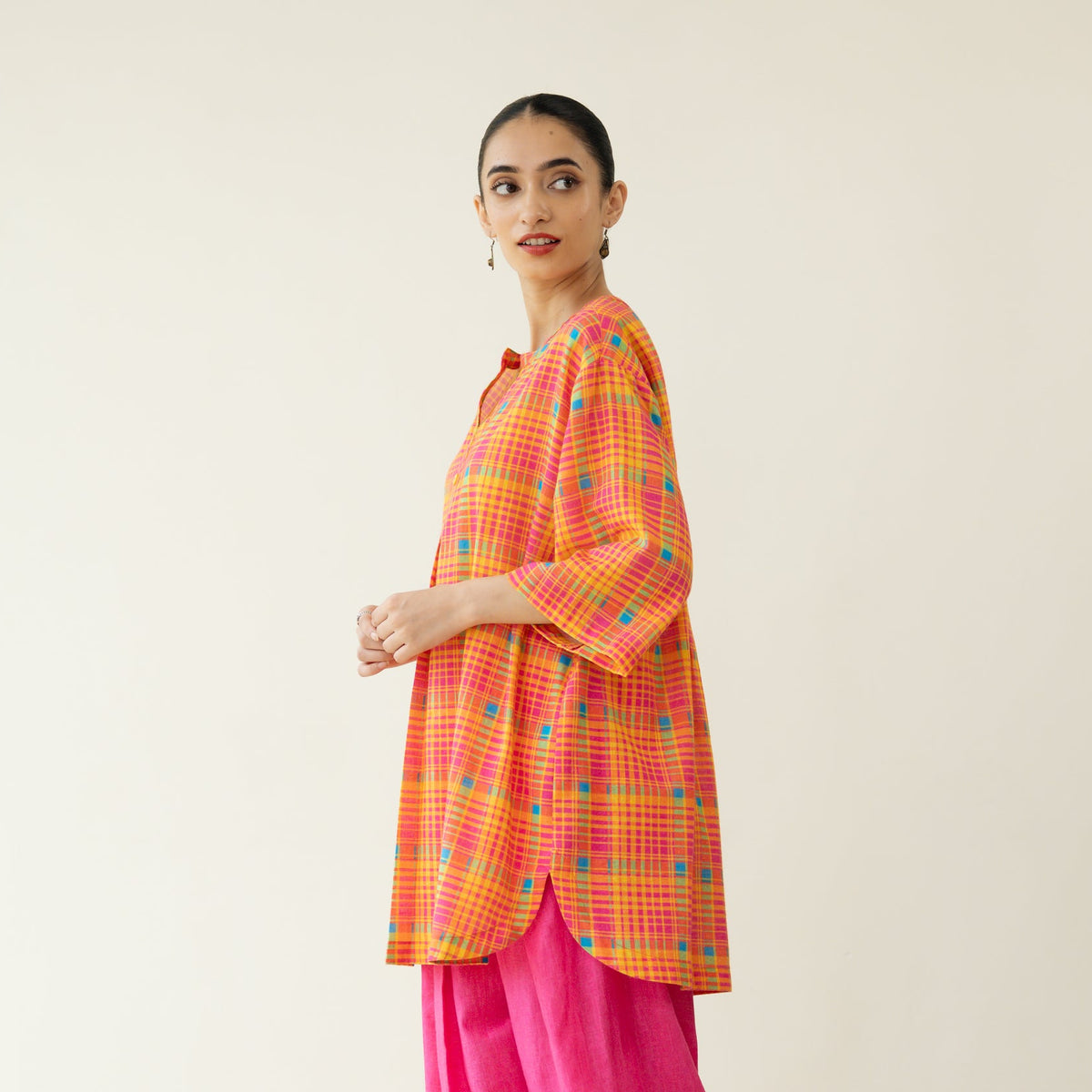 Tutti Frutti Embroidered Elevated Cotton Slub Tunic - Multicolour