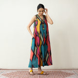 Aura Embroidered Cotton Slub Dress - Multicolour Black
