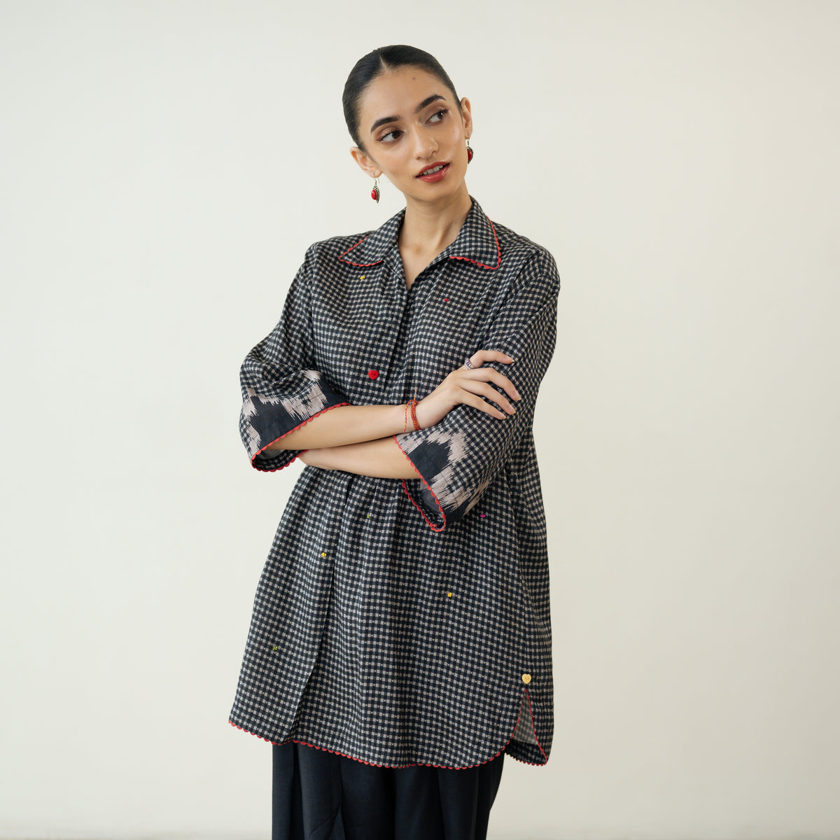 Bon Bon Hand Embroidered Elevated Shantoon Coord Set - Charcoal