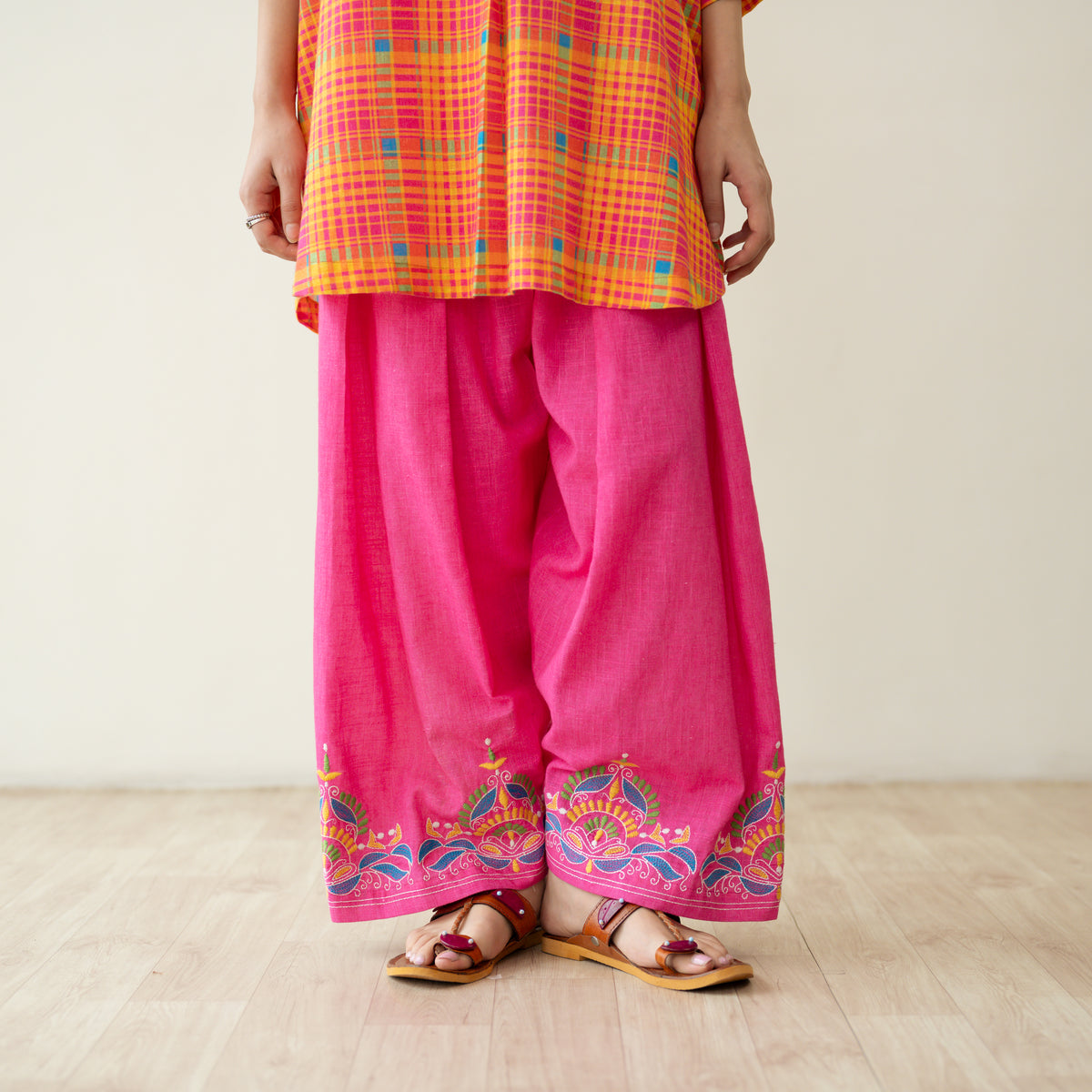Tutti Frutti Embroidered Elevated Cotton Slub Coord Set - Multicolour