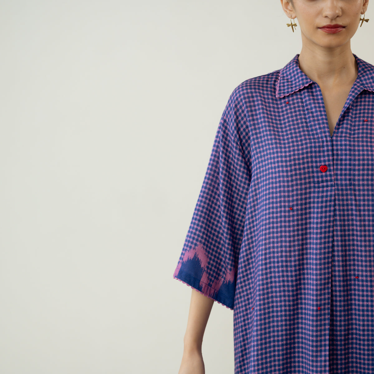 Bon Bon Hand Embroidered Elevated Shantoon Coord Set - Indigo & Berry
