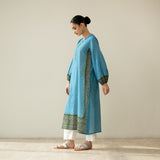 Tikhi Imli Slub Cotton Slub Cotton Kurta - Blue & Heena
