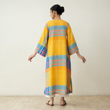 Ambi Patchwork Cotton Slub Kurta - Yellow & Blue