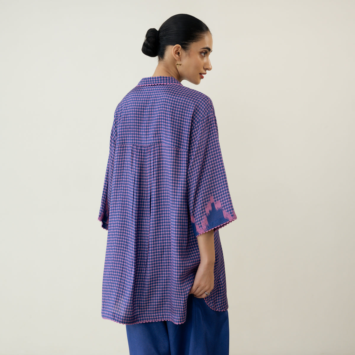 Bon Bon Hand Embroidered Elevated Shantoon Coord Set - Indigo & Berry