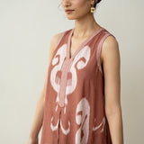 Peppy Paisley Midi Cotton Slub Dress - Mud Brown