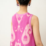 Peppy Paisley Midi Cotton Slub Dress - Dusty Pink