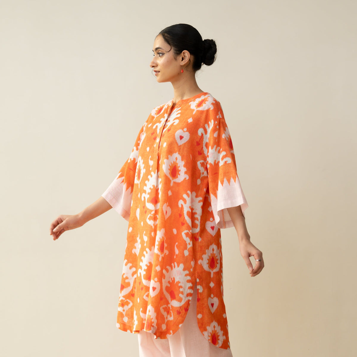 Lovey Dovey Elevated Cotton Slub Kurta - Peachy Peach