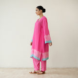 Mastani Elevated Cotton Slub Salwar Set - Bubblegum Pink