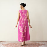 Peppy Paisley Midi Cotton Slub Dress - Dusty Pink