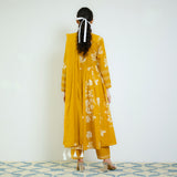 Zehra Yellow Cotton Kurta Set with Mul Cotton Dupatta & Tassel Detail
