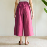 High Waist Elasticated Cotton Culottes - Hot Pink