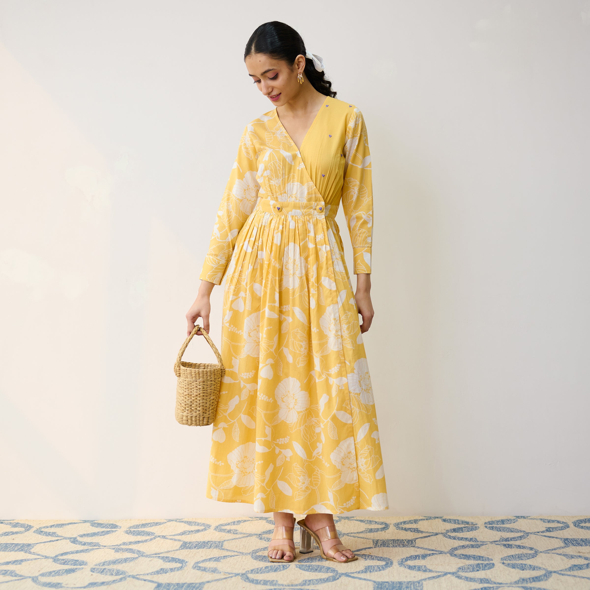 white christmas dresses Buy Mango Yellow Ayesha Cotton Overlap Dress with Hand Embroidery Detail