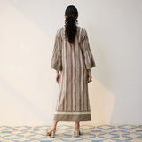 Dabu Inspired Grey Cotton A-line Dress with Pintuck Detail