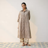 Dabu Inspired Grey Cotton Shirt Kurta with Pant