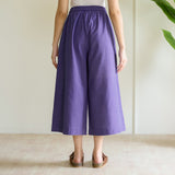 High Waist Elasticated Cotton Culottes - Violet
