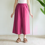 High Waist Elasticated Cotton Culottes - Hot Pink