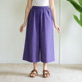High Waist Elasticated Cotton Culottes - Violet