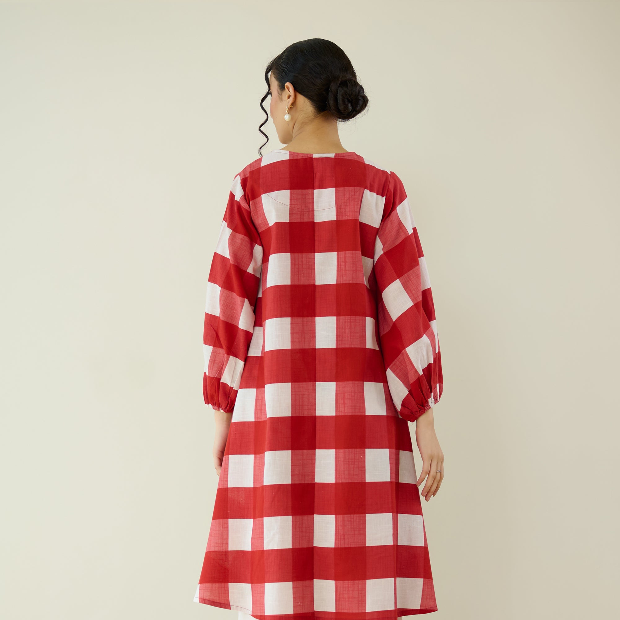 Old School Slub Cotton Kurta - Red