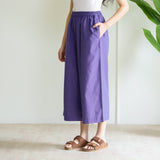 High Waist Elasticated Cotton Culottes - Violet