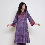 Banjara Woollen Hand Embroidered Kurta - Cherry Lacquer