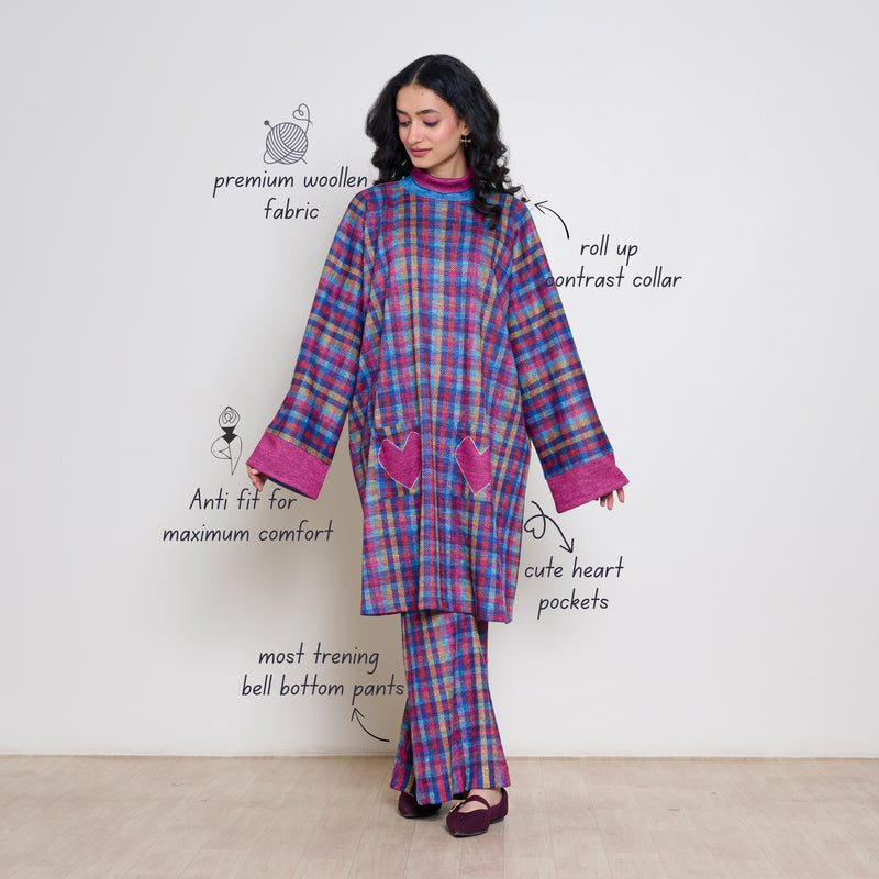 First Love Multicolour Woollen Coord Set - Multicolour