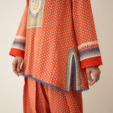 Nazreen Lace Detailed  Slub Cotton Salwar Set - Rust