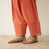 Nazreen Lace Detailed  Slub Cotton Salwar Set - Rust