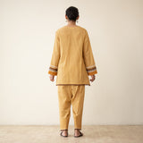 Nazreen Lace Detailed  Slub Cotton Salwar Set - Ochre