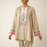 Nazreen Lace Detailed Slub Cotton Salwar Set - Cardamom