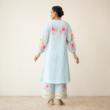 Jaba Hand Embroidered Festive Mulmul Cotton Kurta Set - Ashmani