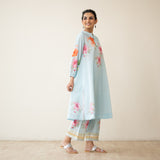 Jaba Hand Embroidered Festive Mulmul Cotton Kurta Set - Ashmani