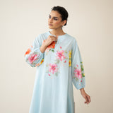 Jaba Hand Embroidered Festive Mulmul Cotton Kurta Set - Ashmani