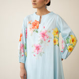 Jaba Hand Embroidered Festive Mulmul Cotton Kurta Set - Ashmani