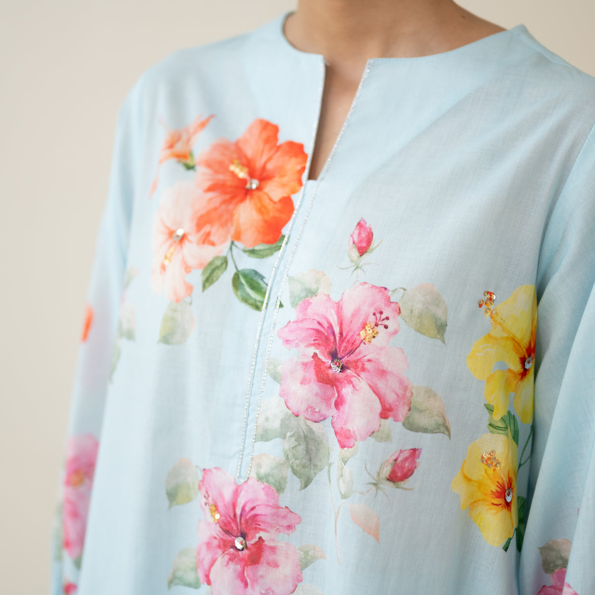 Jaba Hand Embroidered Festive Mulmul Cotton Kurta Set - Ashmani
