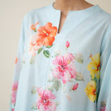 Jaba Hand Embroidered Festive Mulmul Cotton Kurta Set - Ashmani