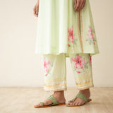 Jaba Hand Embroidered Festive Mulmul Cotton Kurta Set - Pista Green