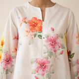 Jaba Hand Embroidered Festive Mulmul Cotton Kurta Set - Milky White