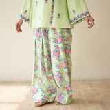 Mehak Embroidered Linen Cotton Farshi Coord Set - Pista Green