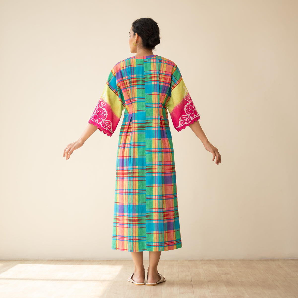 Soda Pop Embroidered Linen Cotton Dress - Multi