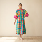 Soda Pop Embroidered Linen Cotton Dress - Multi