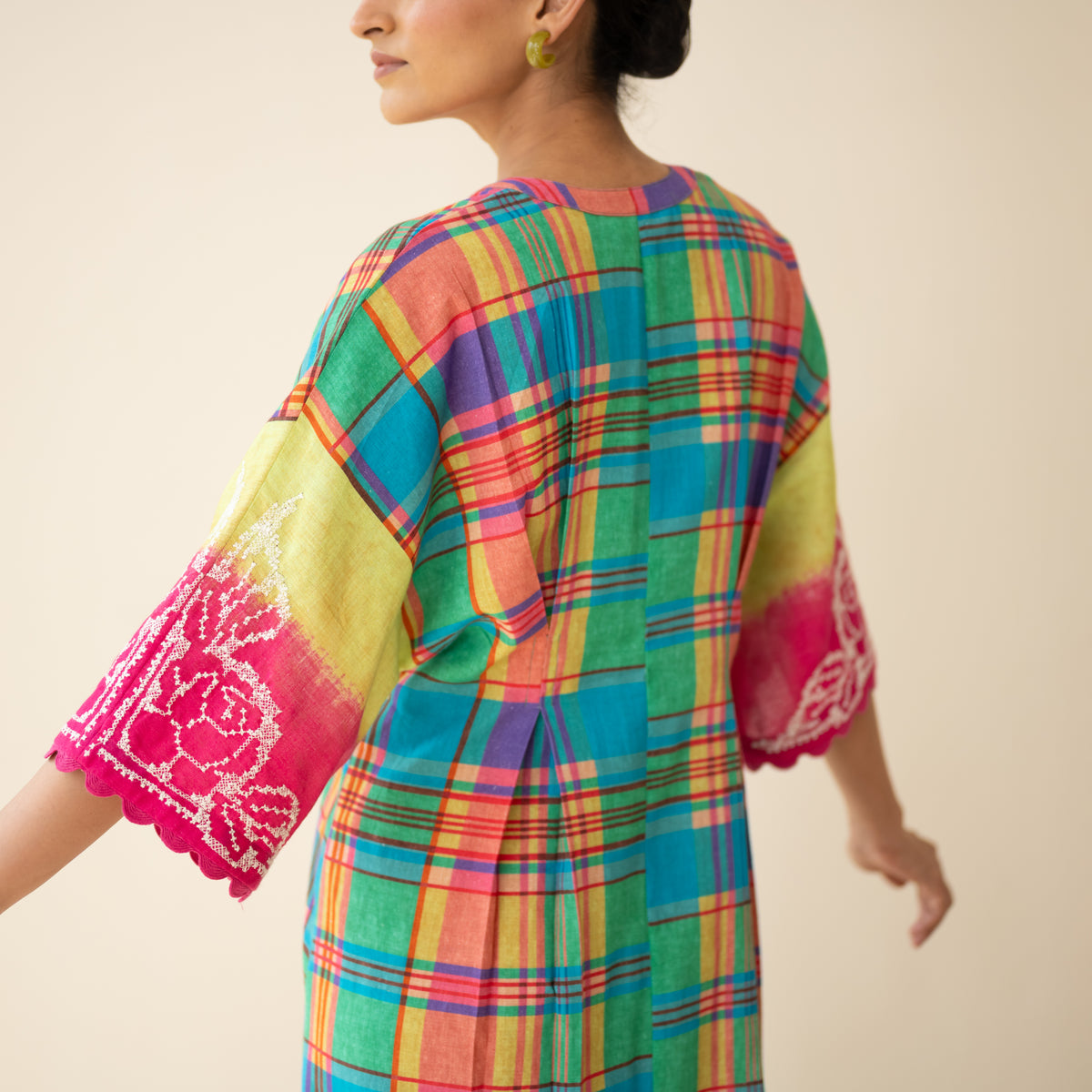 Soda Pop Embroidered Linen Cotton Dress - Multi