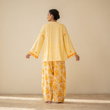 Mehak Embroidered Linen Cotton Farshi Coord Set - Mango Yellow