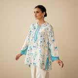 Chaman Gota Details Festive Salwar Cotton Slub Coord Set - Azure Blue